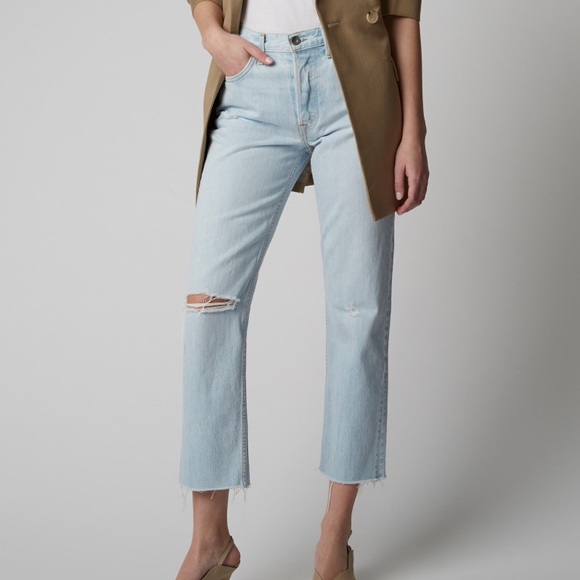 GRLFRND Cropped High-Rise Straight-Leg Jeans - Picture 1 of 4